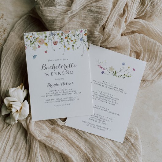 Invitation Colorée Dainty Fleurs sauvages Bachelorette Week-e