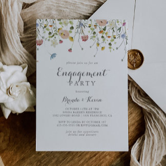 Invitation Colorée Dainty Fleurs sauvages Partie d'engagement