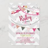 Invitation colorée d'anniversaire de Chevron et de (Devant / Derrière)