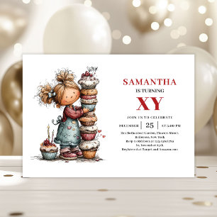 Invitation colorée d'anniversaire pour fille fanta