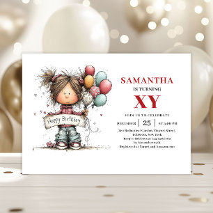 Invitation colorée d'anniversaire pour une petite 