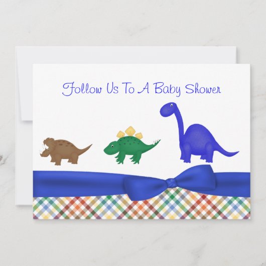 Invitation colorée de baby shower de dinosaure (Devant)