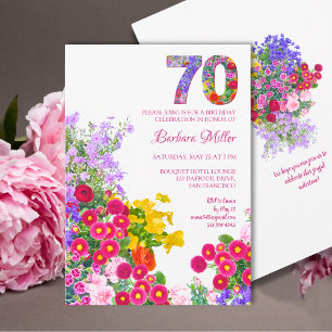 Invitation colorée de jardin floral pour son 70e a