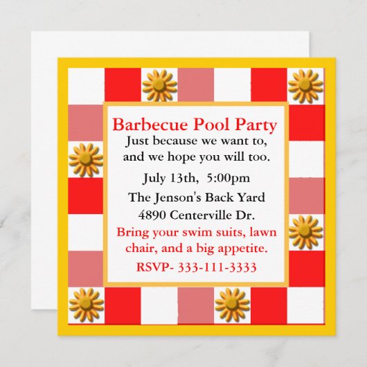 Invitation colorée de partie d'amusement (Devant / Derrière)