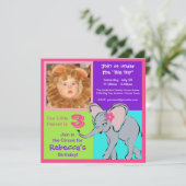 Invitation colorée de photo d'éléphant de petite (Debout devant)