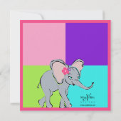 Invitation colorée de photo d'éléphant de petite (Dos)
