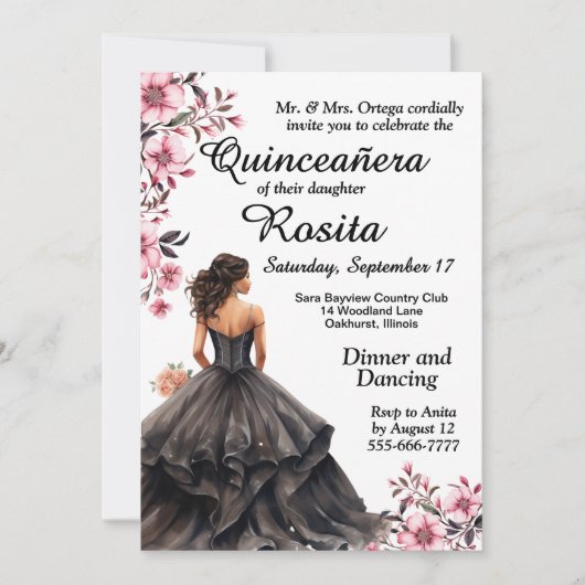 Invitation colorée de Quinceanera (Devant)