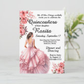 Invitation colorée de Quinceanera (Debout devant)