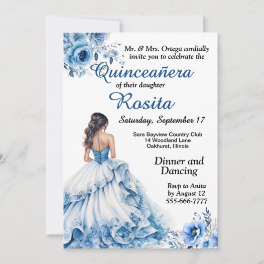 Invitation colorée de Quinceanera (Devant)