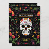 Invitation 💀 🎉 Colorée Día de Muertos (Devant / Derrière)