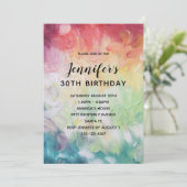 Invitation Colorée épaisse peinture Abstraite fête d'annivers (Debout devant)