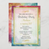 Invitation Colorée épaisse peinture Abstraite fête d'annivers (Devant / Derrière)
