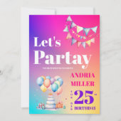 Invitation Colorée Faisons la fête Anniversaire (Devant)