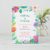Invitation colorée florale pour Baby Shower (Debout devant)