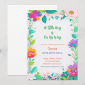 Invitation colorée florale pour Baby Shower (Devant / Derrière)