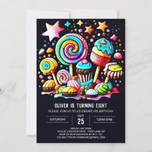 Invitation Colorée Lollipop Wonderland Anniversaire