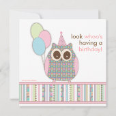 Invitation colorée mignonne de fête d'anniversaire (Dos)