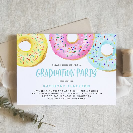 Invitation Colorée Pastel Sprinkle Donuts Graduation Party