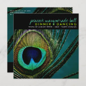 Invitation Colorée Peacock Feather Classy Photo Party Invitat (Devant / Derrière)