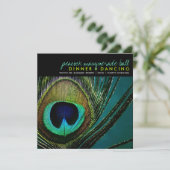 Invitation Colorée Peacock Feather Classy Photo Party Invitat (Debout devant)