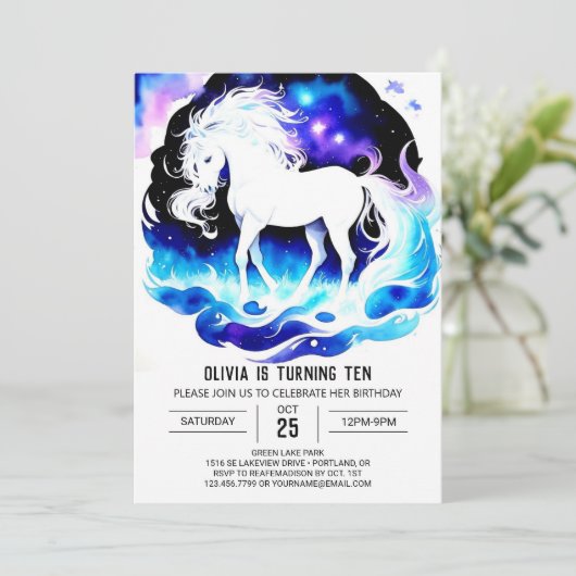 Invitation Colorée Pony Delthday (Debout devant)