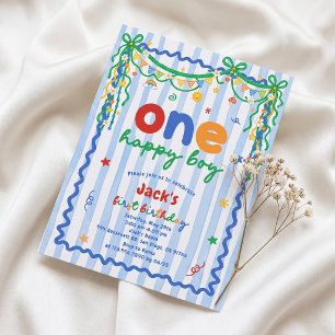 Invitation colorée pour le 1er anniversaire d'un g