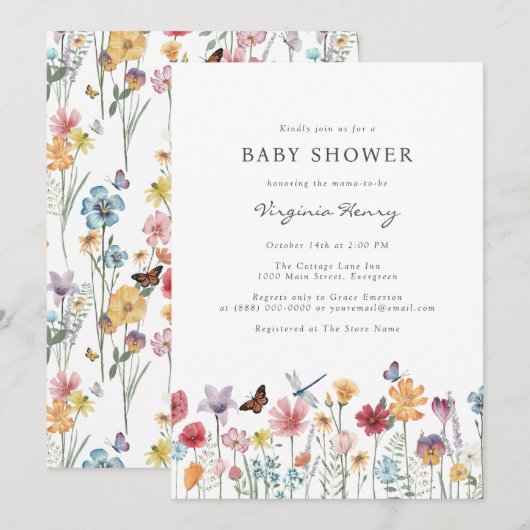 Invitation colorée pour une baby shower (Devant / Derrière)