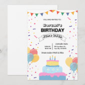 Invitation colorée pour une fête d'anniversaire (Devant / Derrière)