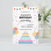 Invitation colorée pour une fête d'anniversaire (Debout devant)
