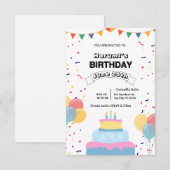Invitation colorée pour une fête d'anniversaire (Devant / Derrière)