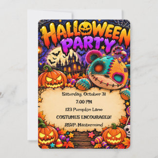 Invitation colorée pour une fête d'Halloween avec