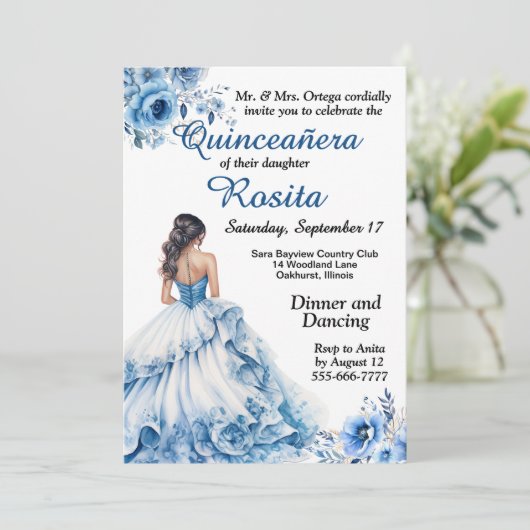 Invitation Colorée Quinceanera (Debout devant)