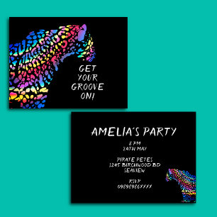 Invitation colorée Rainbow Jaguar Party