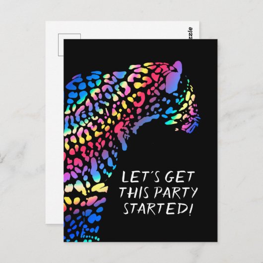 Invitation colorée Rainbow Jaguar Party (Devant / Derrière)