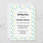 Invitation Colorée Stars Boys 4e anniversaire (Devant)