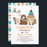 Invitation Colorée Tribal Woodland Friends Anniversaire Party<br><div class="desc">Invitation à la fête des Anniversaires de enfants des amis des bois tribaux colorés. Oh, quelle aventure ! Célébrez avec cette invitation personnalisée à la fête anniversaire de enfant. Il présente de mignons et colorés amis animaux de bois avec des accents tribaux. Cette invitation d'anniversaire de bois est entièrement personnalisable....</div>