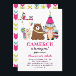 Invitation Colorée Tribal Woodland Friends Anniversaire Party<br><div class="desc">Oh,  quelle aventure ! Célébrez avec cette invitation personnalisée à la fête anniversaire de enfant. Il présente de mignons et colorés amis animaux de bois avec des accents tribaux. Cette invitation d'anniversaire de bois est entièrement personnalisable. D'autres couleurs et combinaisons d'animaux sont disponibles.</div>