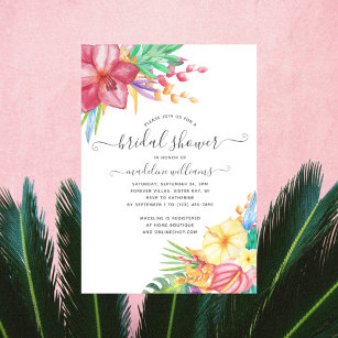 Invitation Colorée Tropical Floral Beach Fête des mariées