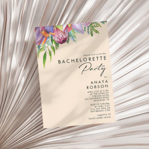 Invitation Colorée Tropical Floral Peach Party