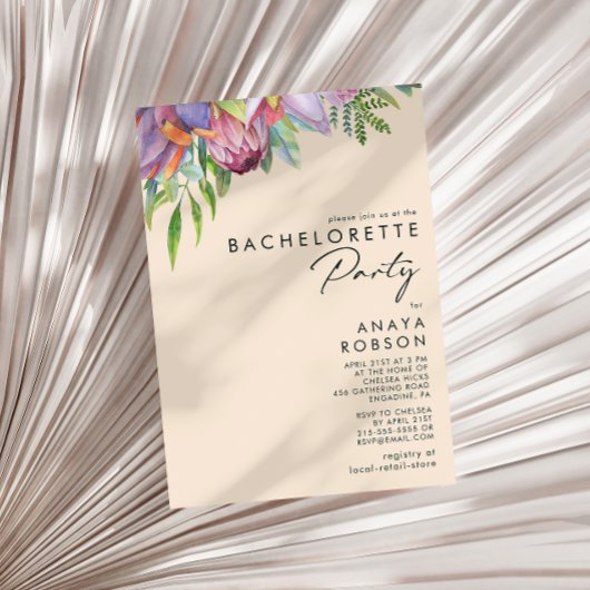 Invitation Colorée Tropical Floral Peach Party