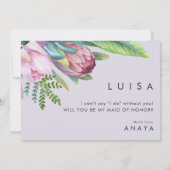 Invitation Colorée Tropical Violet Maid Of Honor Proposition (Dos)