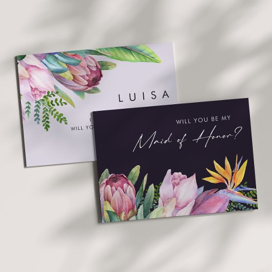 Invitation Colorée Tropical Violet Maid Of Honor Proposition