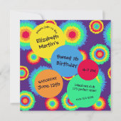 Invitation Colorée Tye Dye fête d'anniversaire (Devant)
