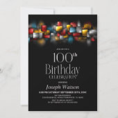 Invitation Colorful Abstract 100th Birthday Party (Devant)