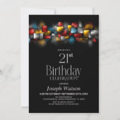 Invitation Colorful Abstract 21st Birthday Party (Devant)