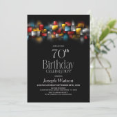 Invitation Colorful Abstract 70th Birthday Party (Debout devant)