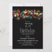 Invitation Colorful Abstract 75th Birthday Party (Devant)
