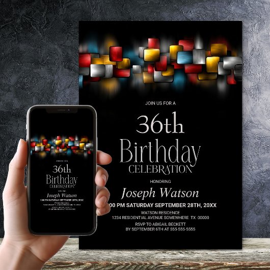 Invitation Colorful Abstract Any Age Birthday Party