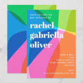 Invitation Colorful Abstract Rainbow Photo Bat Mitzvah Party (Devant / Derrière)