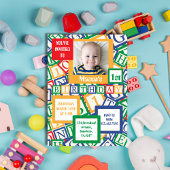 Invitation Colorful Alphabet Blocks Photo First Birthday